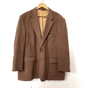 VTG 100% Camel Hair Blazer Brown Sport Coat 48R Old Money Academia 90s W.H. Belk